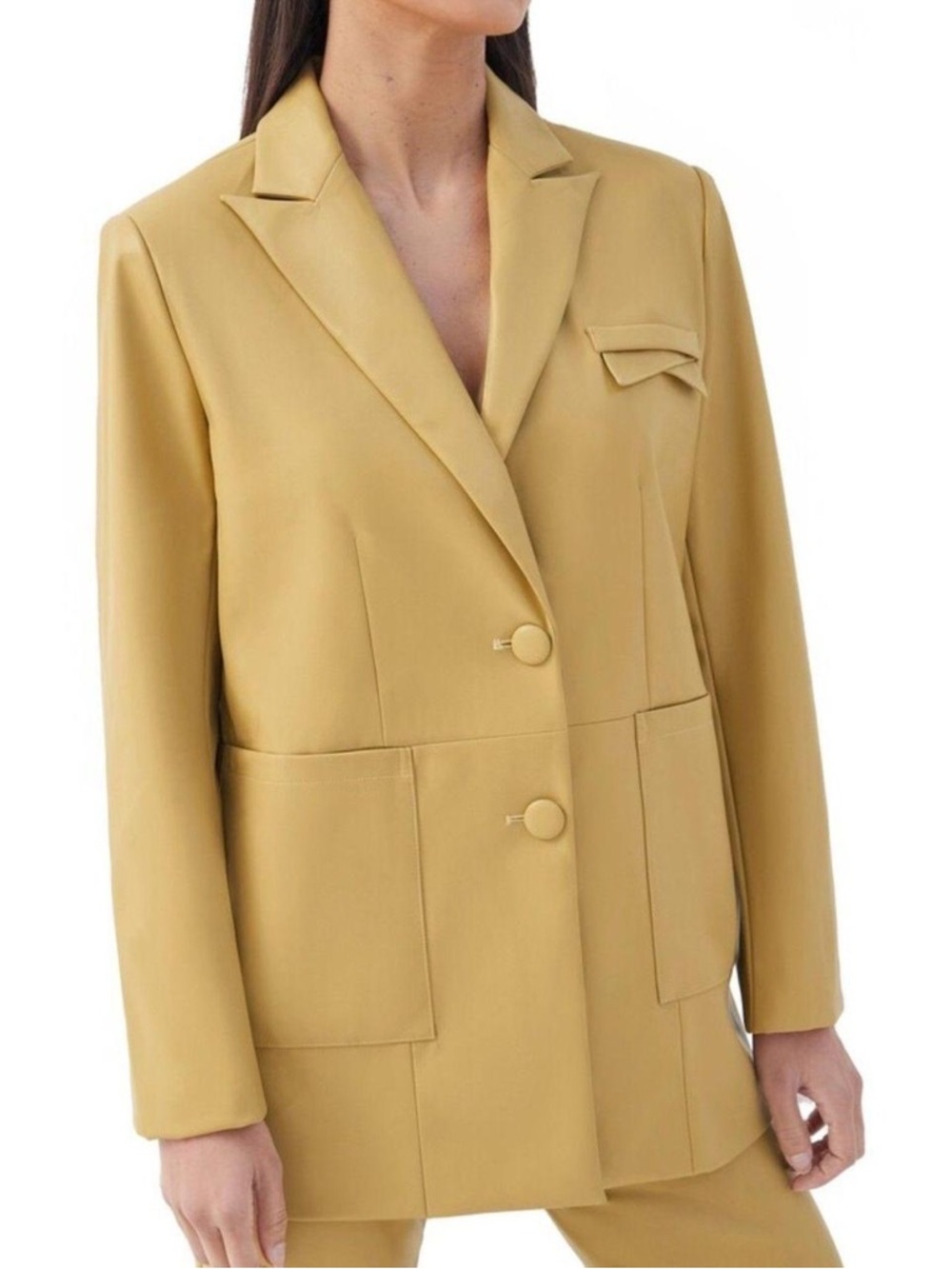 Women's Mustard Yellow Single-Breasted Tailored Blazer. Gorgeous.